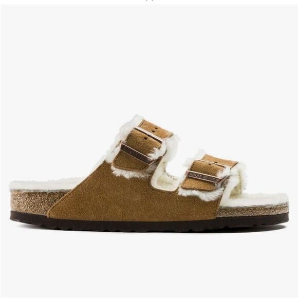 Birkenstock Arizona Big Buckle Shearling Sandals Brown Mink EU 40 9-9.5 - Picture 8 of 12